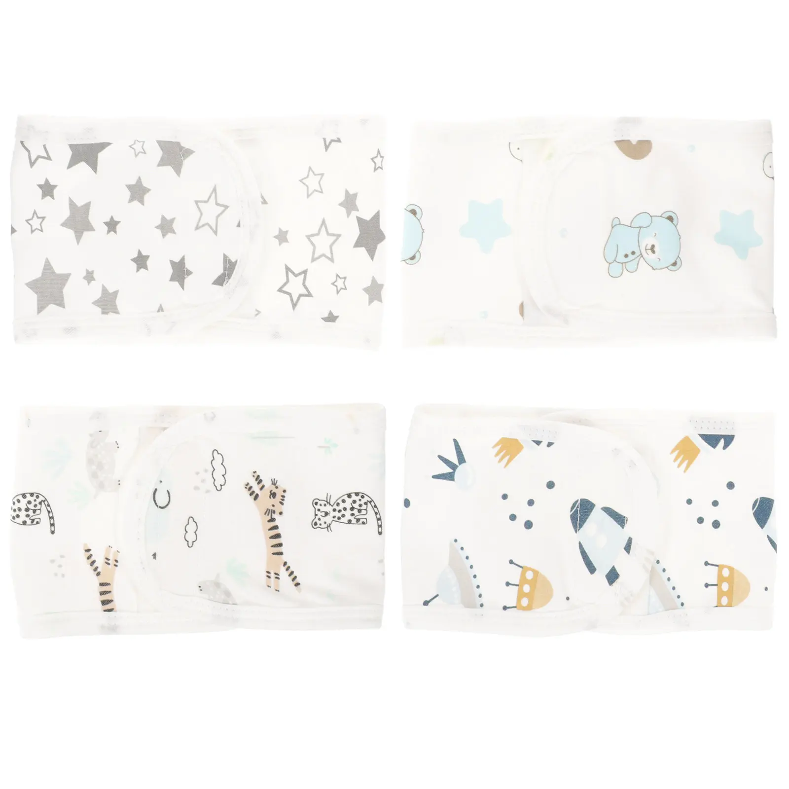 

4 шт. Дышащие мягкие мультяшные бандажи для пупка младенцев, регулируемые защитные ремни для животика новорожденных