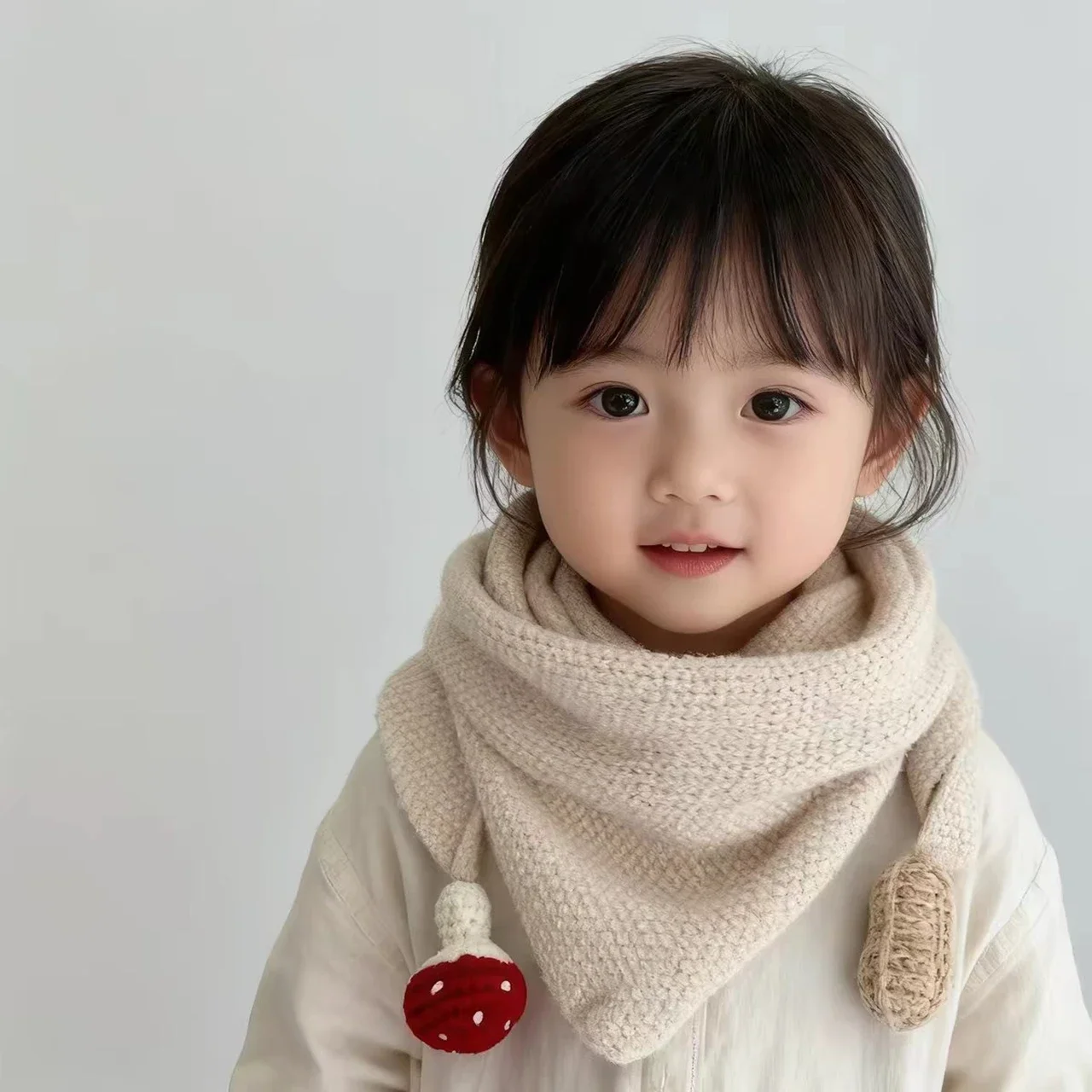 Autumn Winter Baby Scarf Warm Thicken Soft Solid Color Windproof Anti-Cold Triangle Scarf Toddler Kids Thermal Neckerchief