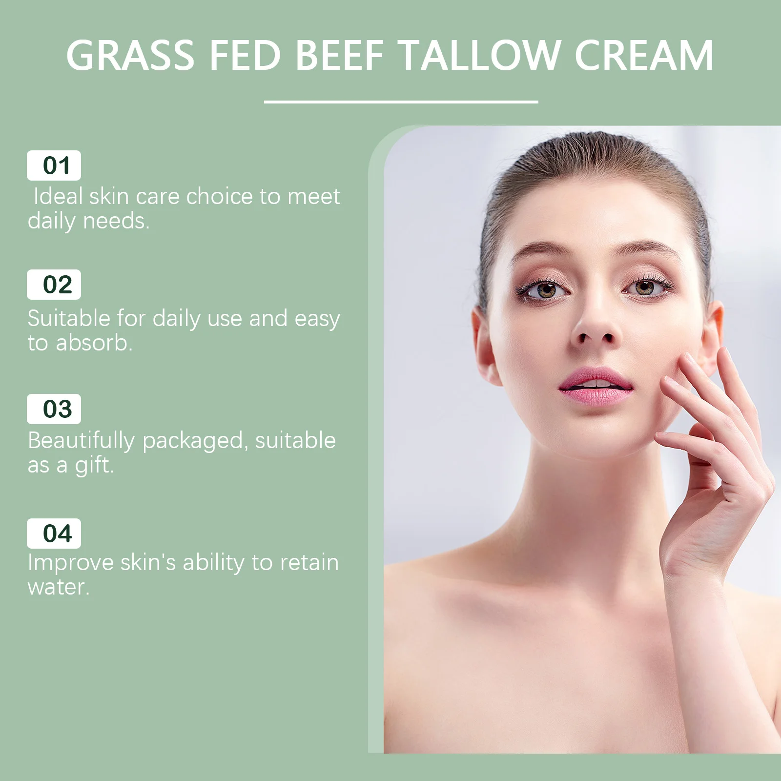 Carne tallow creme facial reparação pele danificada hidratante grama alimentado loção corporal rejuvenescimento endurecimento levantamento nutritivo cuidados com a pele