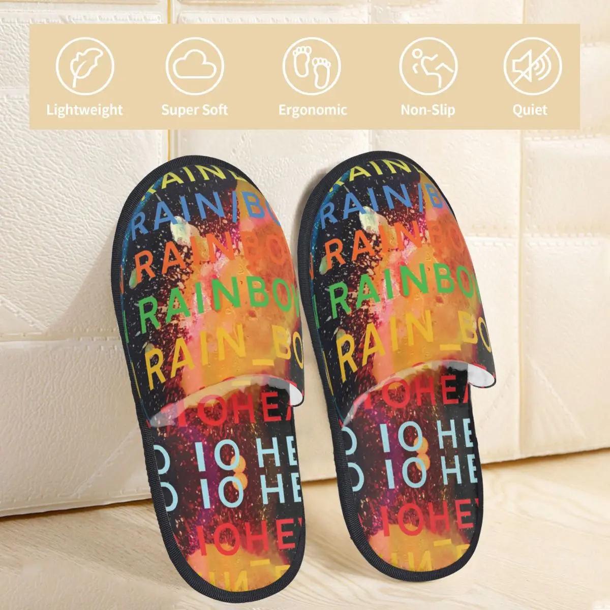 Radiohead In Rainbows Indoor Slippers with Memory Foam Album Slipper Gift for Women Men House Shoes with Anti-Skid Sole