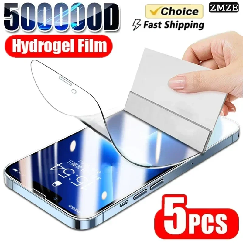 5er-Pack Vollflächige Hydrogel-Schutzfolie für iPhone Air 17E 17 16 15 14 13 12 Pro Max Mini – Hochauflösender, wasserabweisender Displayschutz