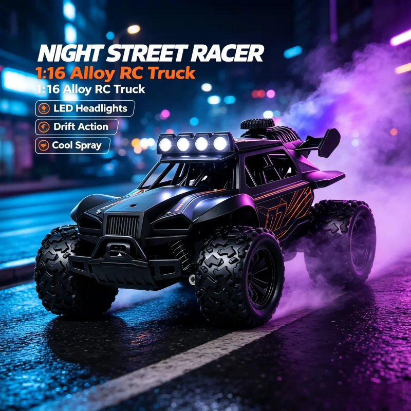 Light Mist Spray RC Off Road Truck 1 16 Scale Remote Control Car LED Light Shock Absorbing All Terrain Racing Toy Gift for Boys