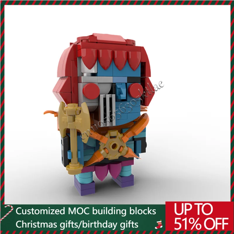 

167 Parts MOC Fantasy Style Blue Skin Warrior Model Customization DIY Red Blue Purple Series Creative Assembly Collectible Gift