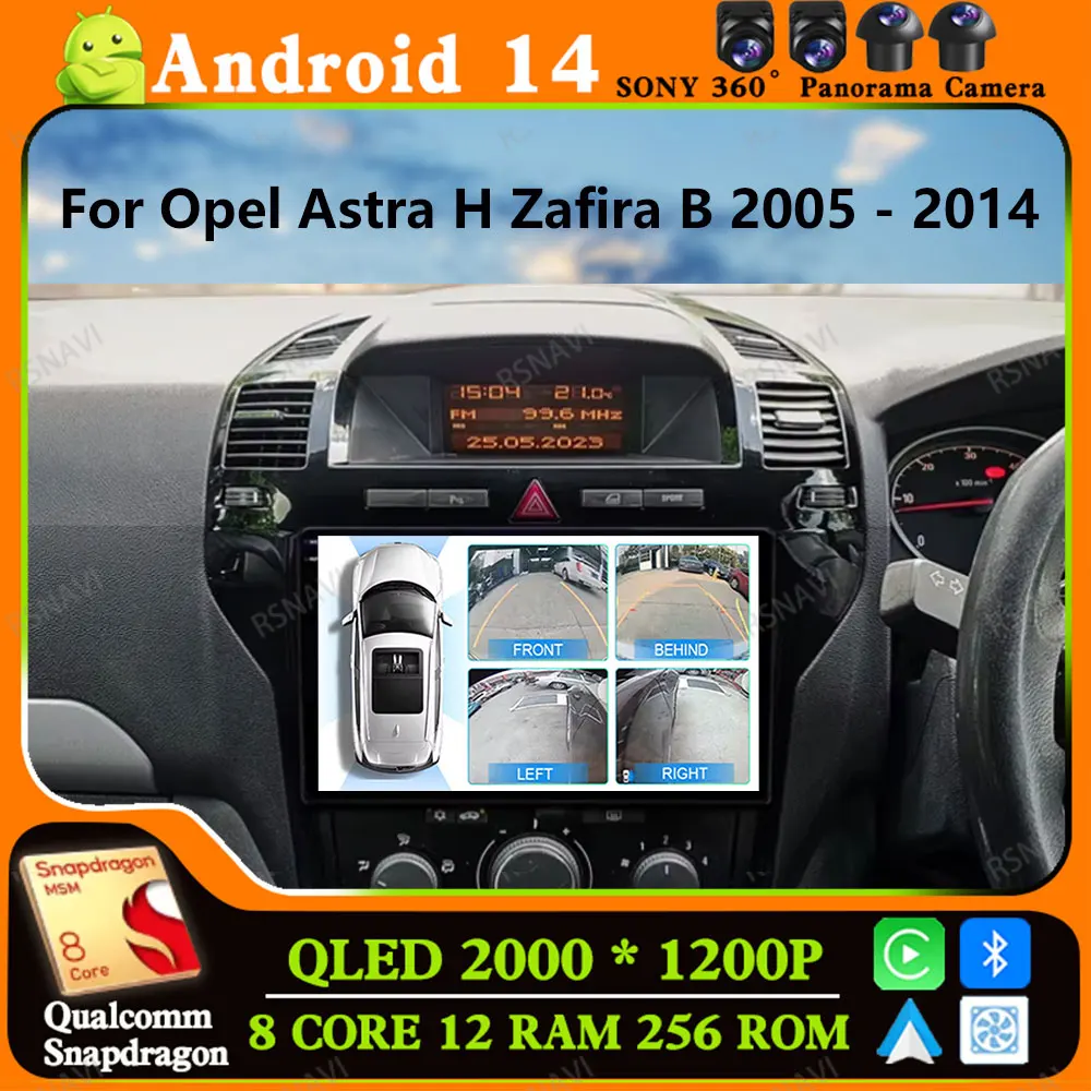 Andoird 14 Car Radio For Opel Zafira B 2005 - 2014 GPS Wireless Carplay Auto 4G LTE Stereo 5G WIFI Multimedia DVD DSP Navigation