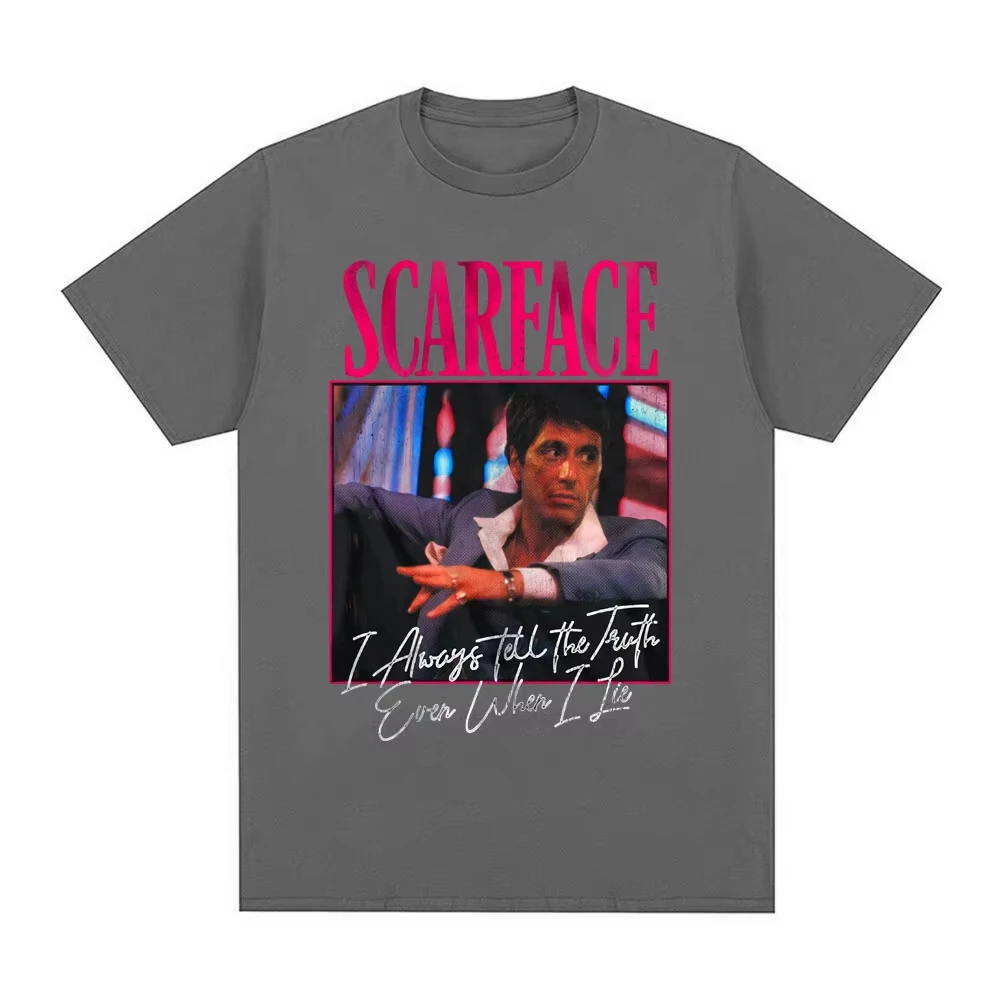 Scarface Tony Montana Vintage Graphic T-Shirt Men's Casual Short Sleeve Streetwear Fashion Clothing Summer Unisex Tee Top Hot