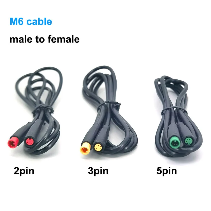 1m M6 2 3 5 Pin core male to female Julet Electric Butt Cable Plug Connector Scooter Brake waterproof 6mm Signal Sensor cord B4