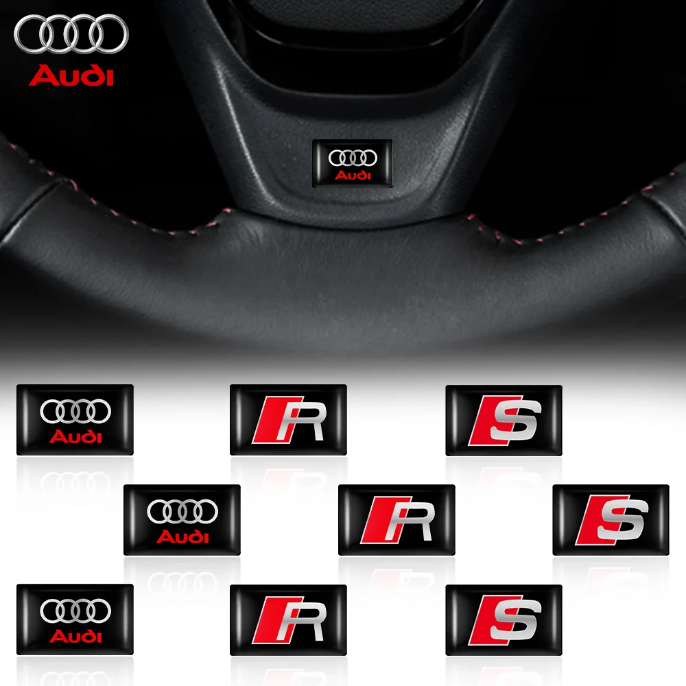 Car Steering Wheel Small Sticker 3D Car Decoration Interior Decal Center Cover For Audi Sline A4 A5 A6 A7 A8 C5 C6 Q2 Q3 Q5 Q7 S
