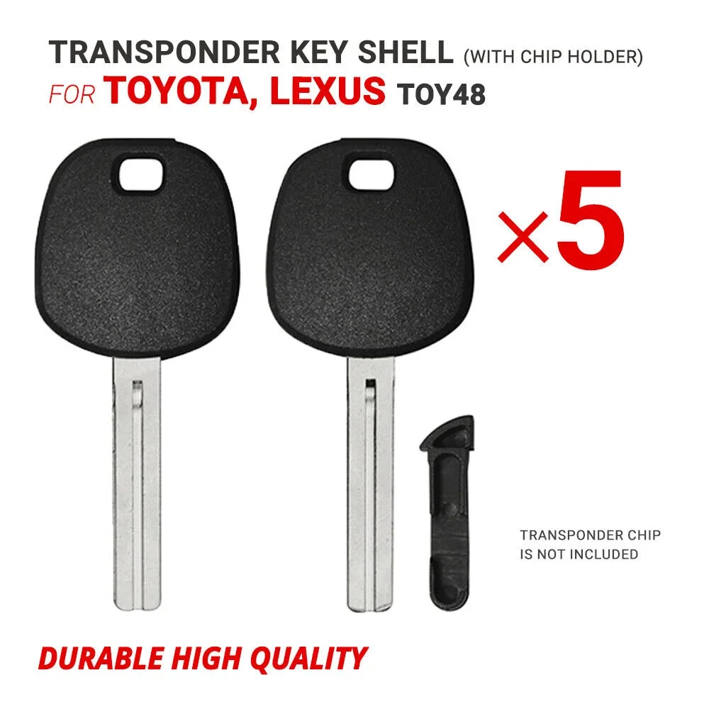 5x New Transponder Key Shell Case for Lexus, For Toyota TOY48 With Chip Holder