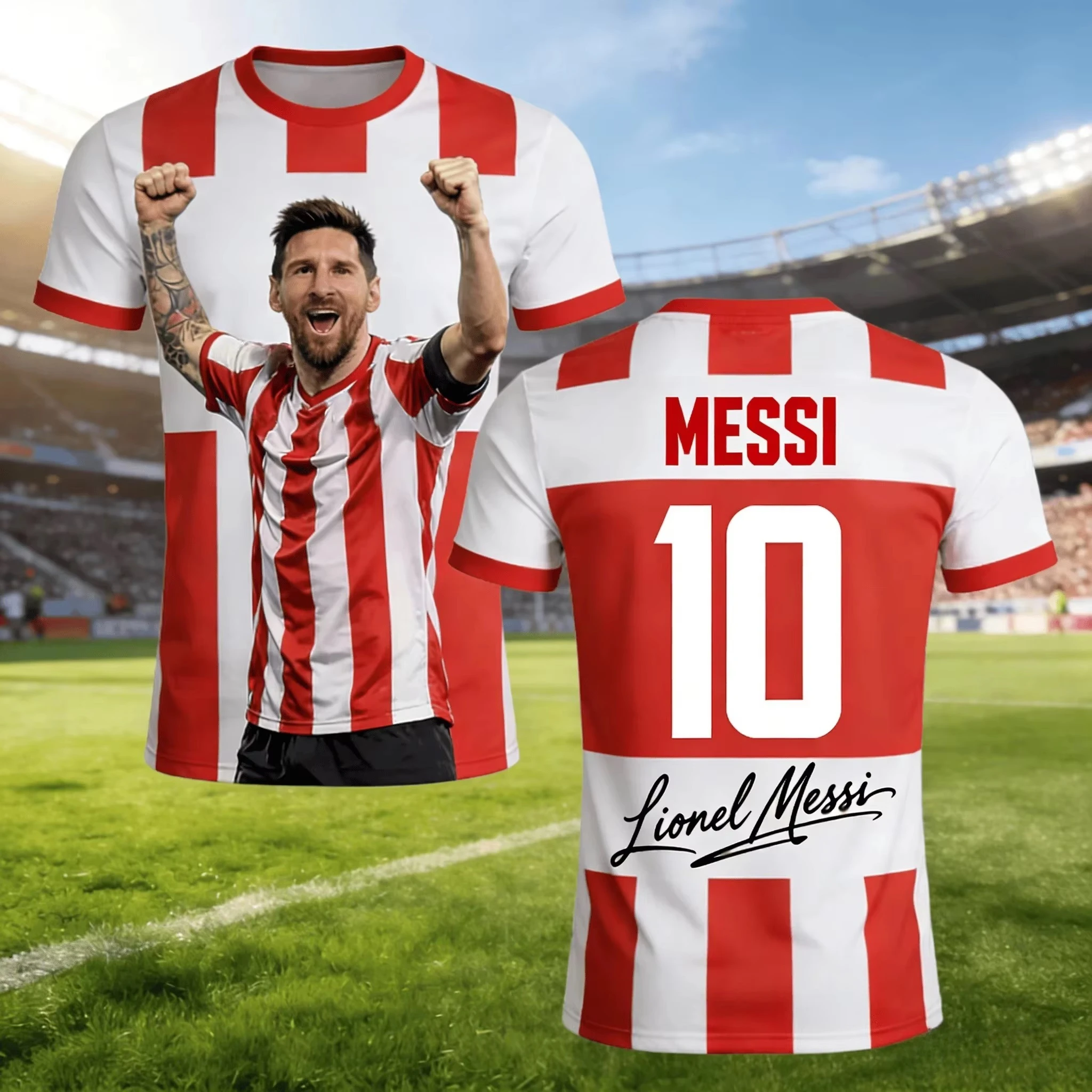 Men's comfortable jersey T-shirt, Messi fan celebration printed breathable jersey