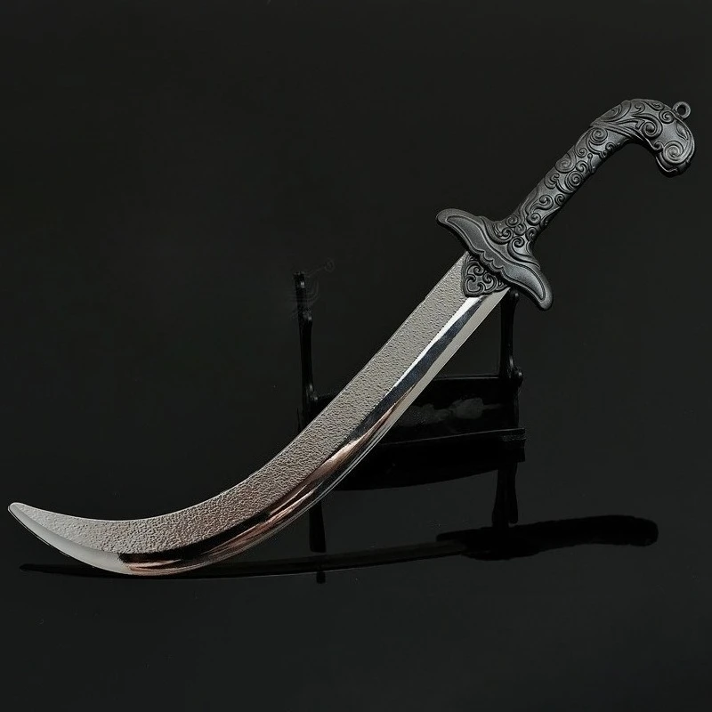 22cm/8.66in 영화 및 TV 주변기기 Scimitar 실제 강철 칼 게임 모델 키 체인 펜던트 공예 데스크탑 장식품 소년 선물