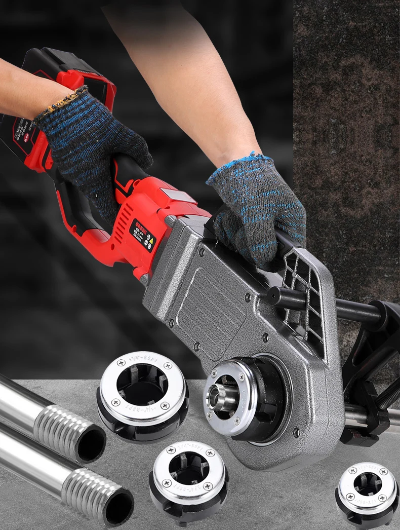 Lithium Battery  Pipe Threader 3200W Plumbing Threading Machine for Construction and Industrial Use 1/2 Inch to 1-1/4 Inch  Dies