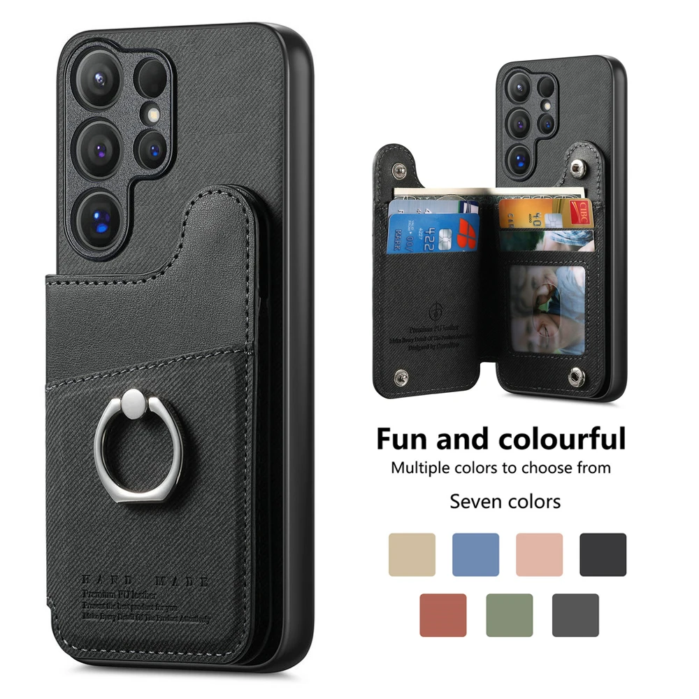 S25 Edge S25 Ultra S24 FE S23 Plus 5G Luxury Case Leather RFID Card Coque for Samsung Galaxy S20 S21 S22 S 23 24 25 Wallet Cover