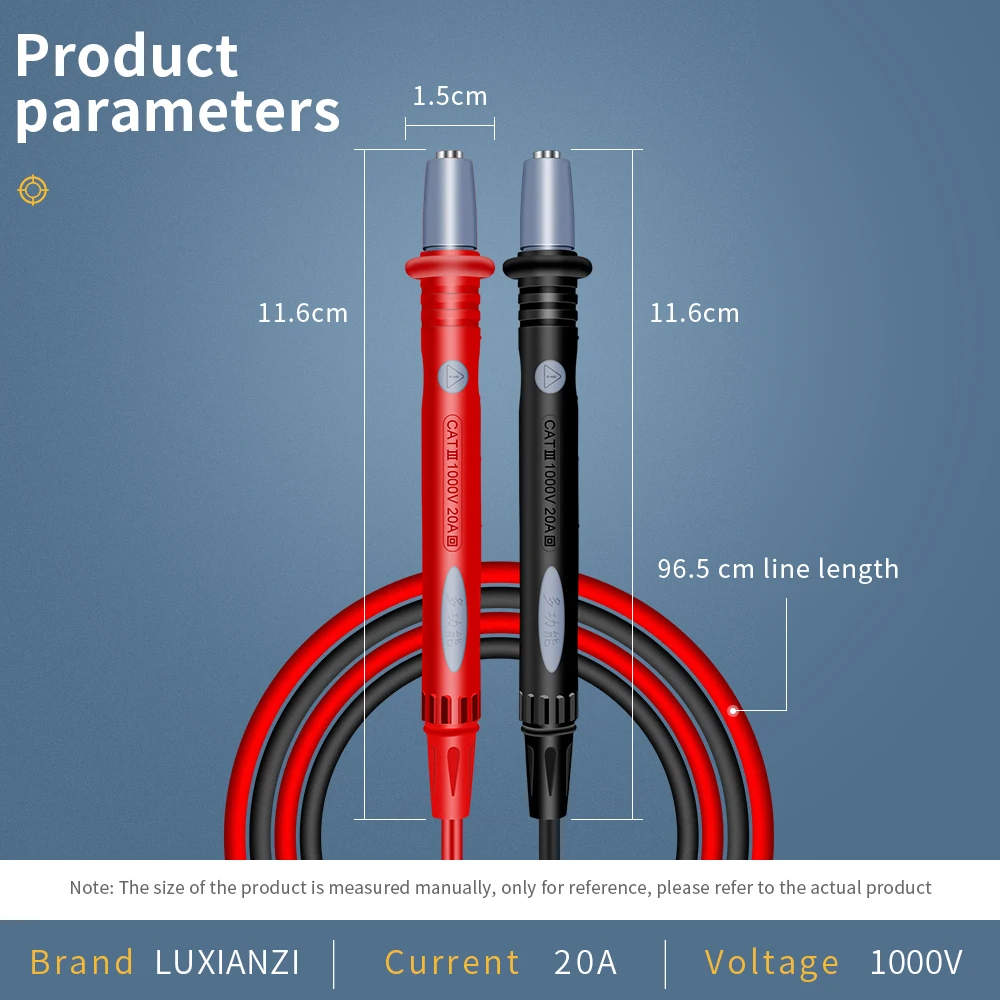 LUXIANZI 1 Pair Multimeter probe Replaceable Silicone-wire Needle-tip With Alligator Clip Universal test leads For LED Tester