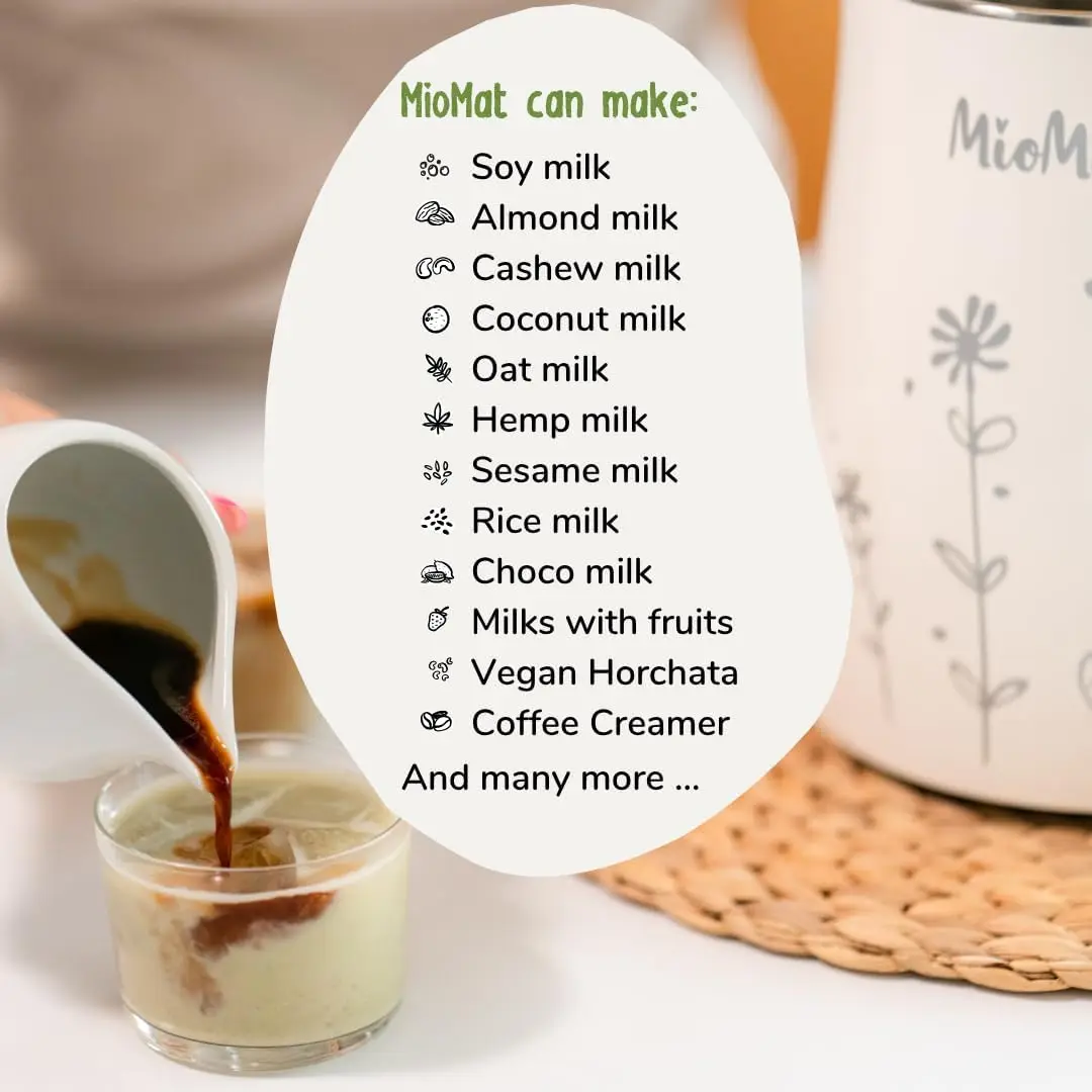 8-in-1 Plant-Based Milk Maker: Create Almond, Soy, Oat, Coconut Milk and More with Automatic Button Control