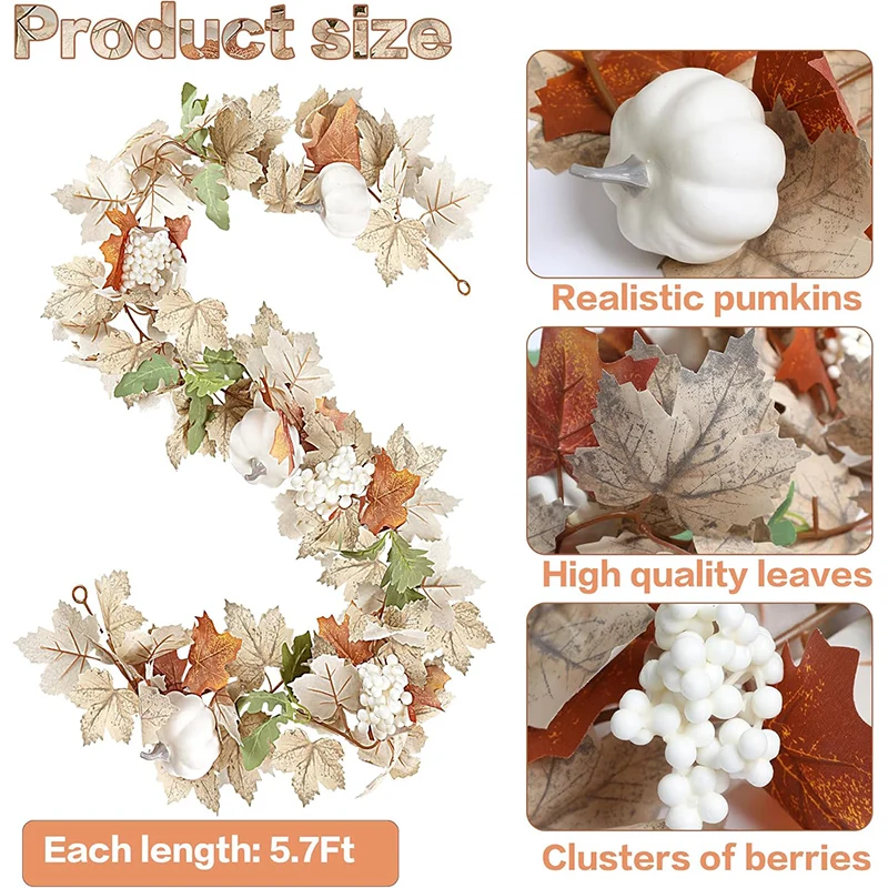 Artificial Fall Maple Leaf Garland Fake Plants Autumn Home Decoration Leaves Vine Thanksgiving Halloween Festivals Wedding Decor