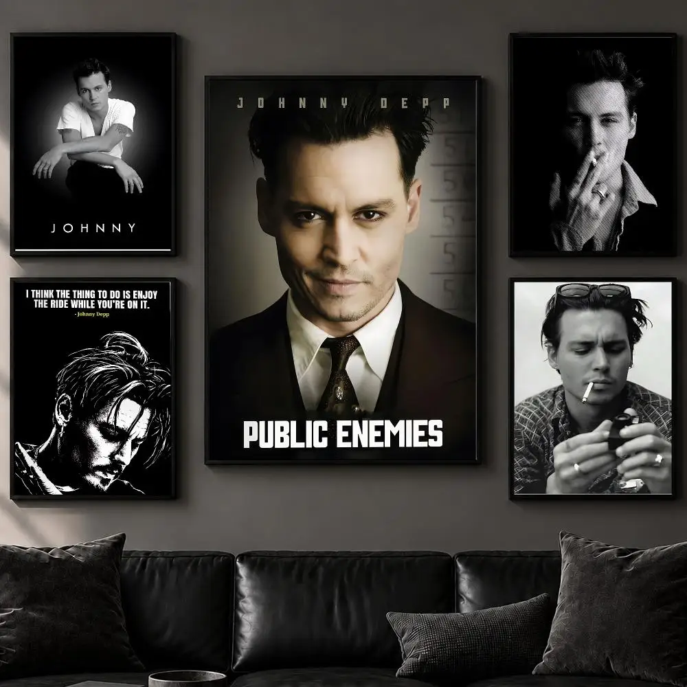 Celebrity J-Johnny DeppS Poster Art  Self-Adhesive No Glue Residue Wall Decor for Bedroom Living Room