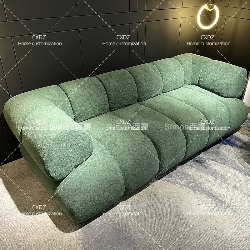Nordic Italian Minimalist Fabric Compression Sofa Full Sponge Double Seater for Small Apartment Living Room Modern Home
