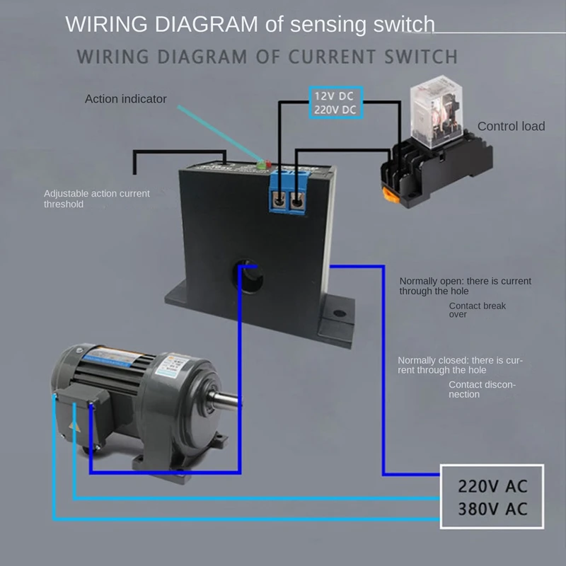 Current Sensing Switch Induction Relay AC Linkage Device Plc Signal Over Limit Closed AC 0.2-30A