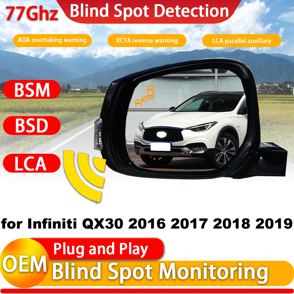 for Infiniti QX30 2016 2017 2018 2019 Blind Spot Warning Intervention Detection BSW BSI BSD System 77Ghz Millimeter Wave Radar