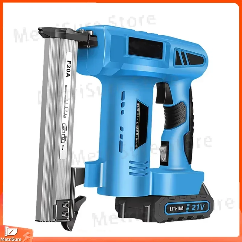 21V Cordless Nail Gun Power Tool for Woodworking DIY Construction Fastening with Battery and Charger Nail Gun for