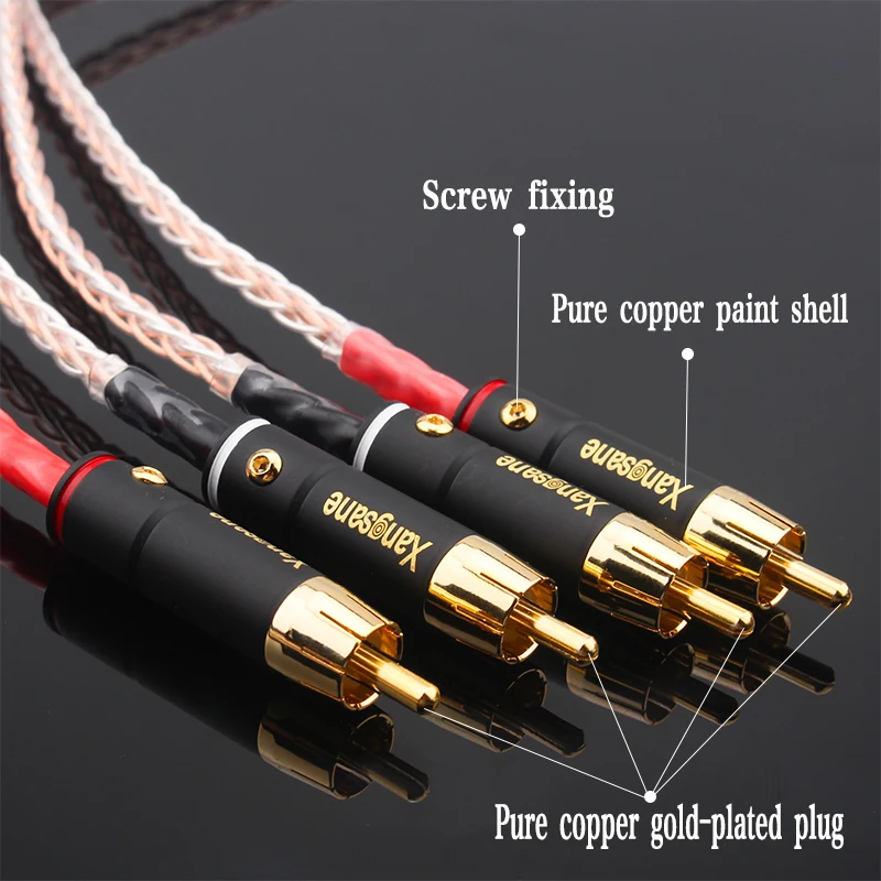 

HiFi 8 Strands OCC Silver Plated Audio RCA to RCA Cable Hifi Amplifier Speaker Connection Cable