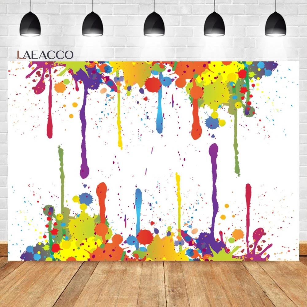 Laeacco Colorful Graffiti Backdrop Abstract Paint Splash Hip Hop Theme Kids Adult Birthday Party Portrait Photography Background