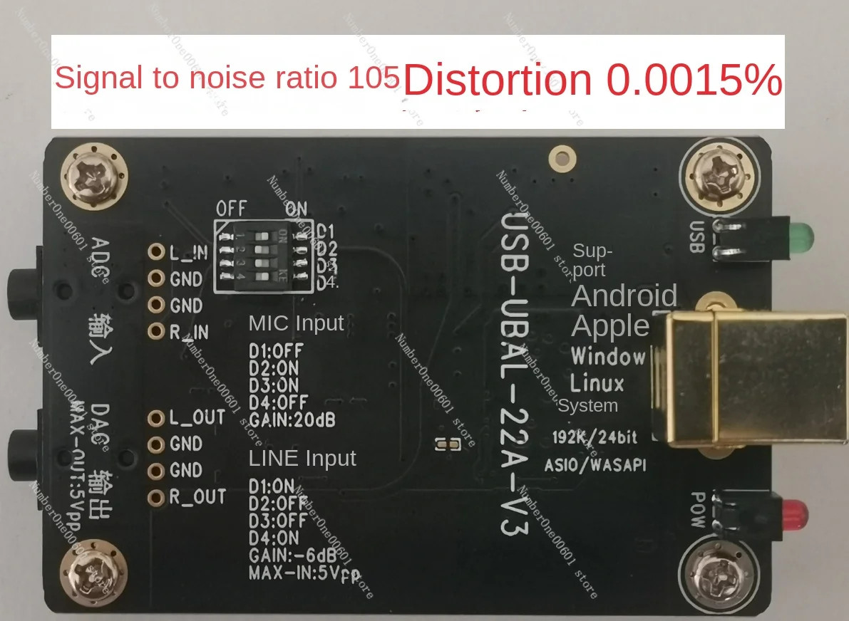 

USB for ASIO Sound Card 192K Playback, Recording, Decoding, No Drive Phone Converter, Measurement Card