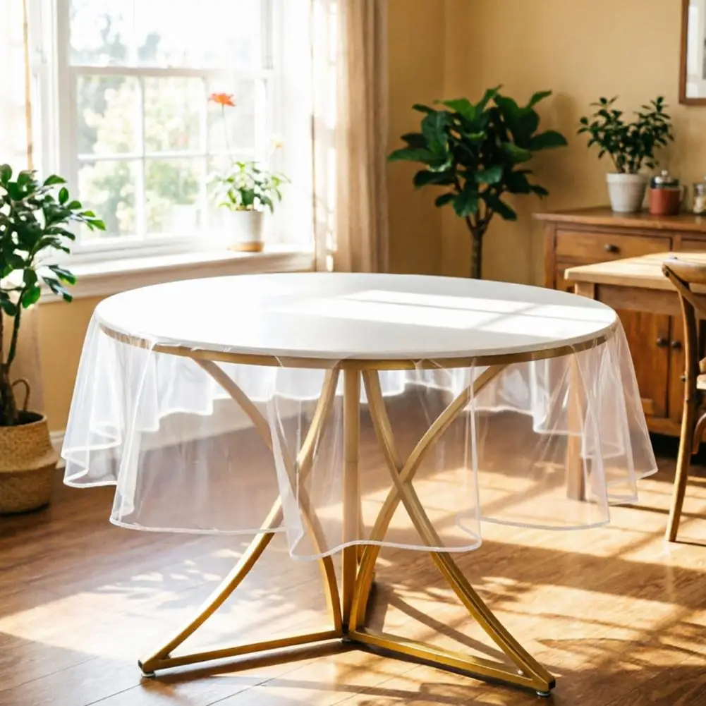 Stain-resistant Table Cover Round Plastic Tablecloth Protector Waterproof Oil-proof Pvc Table Cover Stain-resistant for Home