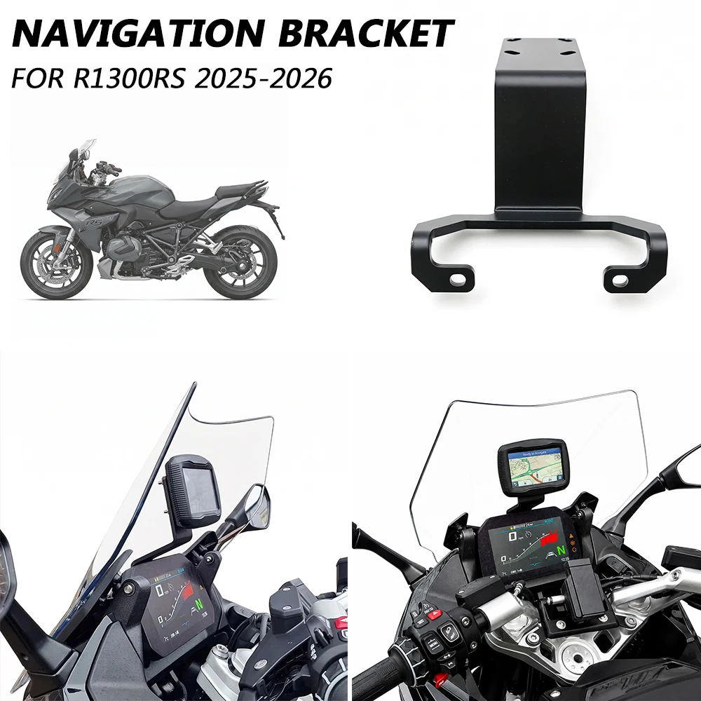 Motorcycle CNC aluminum GPS Phone Holder Stand Navigation New Black Extension Bracket For R1300RS 2025 R 1300 RS 2026 R1300 RS