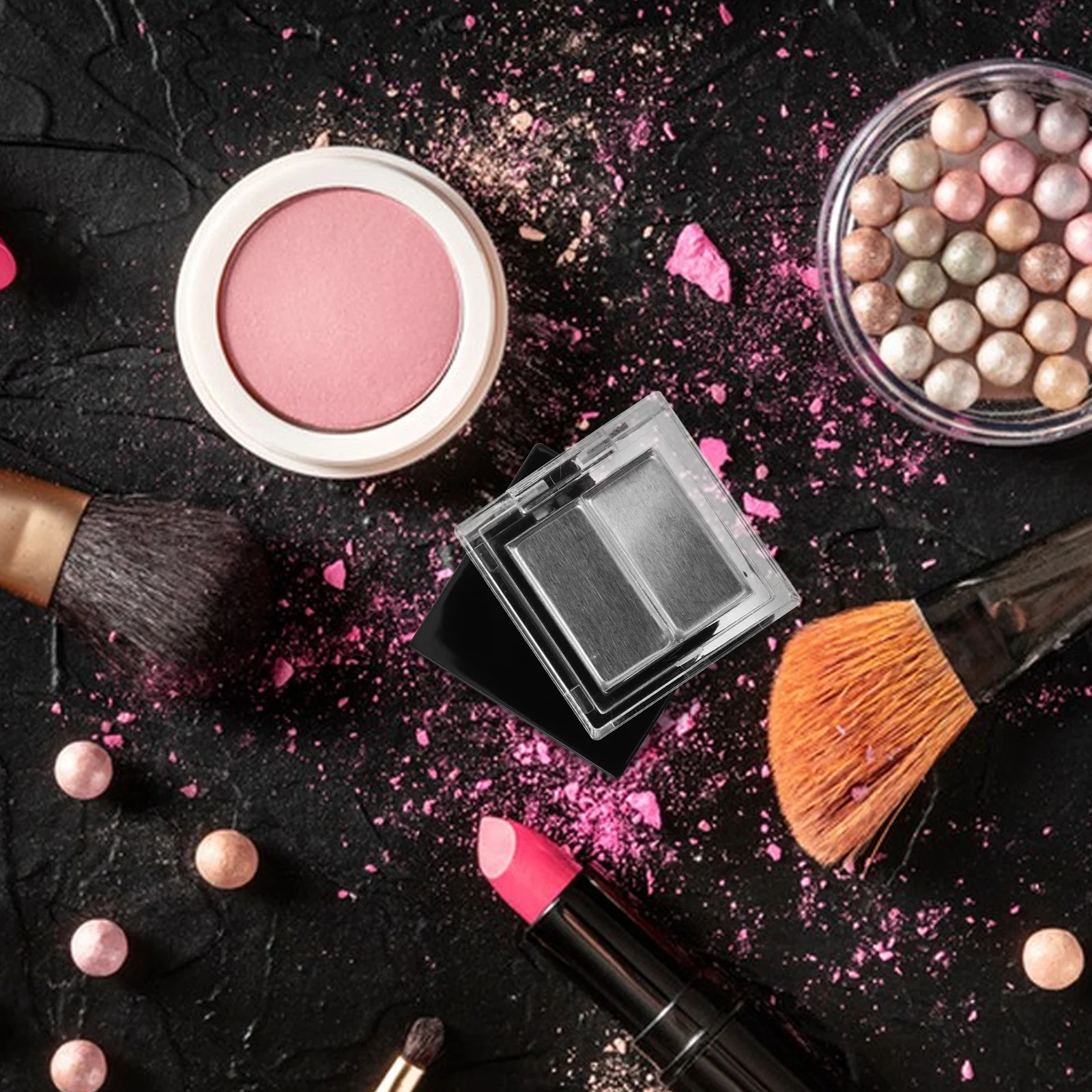 

2Pcs Eyeshadow Palette Empty Makeup Tray DIY Lipstick Contour Highlighter Blush Portable Small Makeup Organizer Travel Case