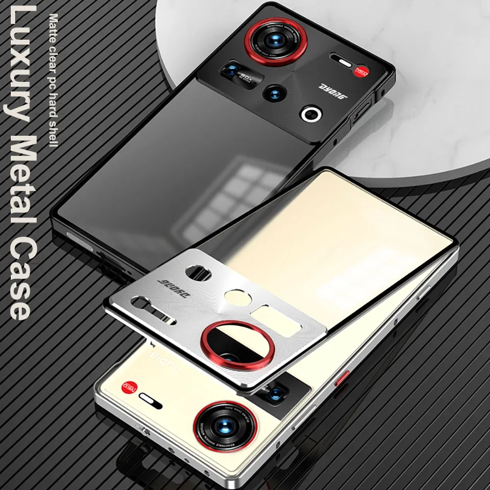 Luksusowe magnetyczne metalowe etui PC z twardą obudową do ZTE Nubia Z60 Z70 Ultra, błyszcząca ramka ze stopu aluminium, ochrona aparatu, funda