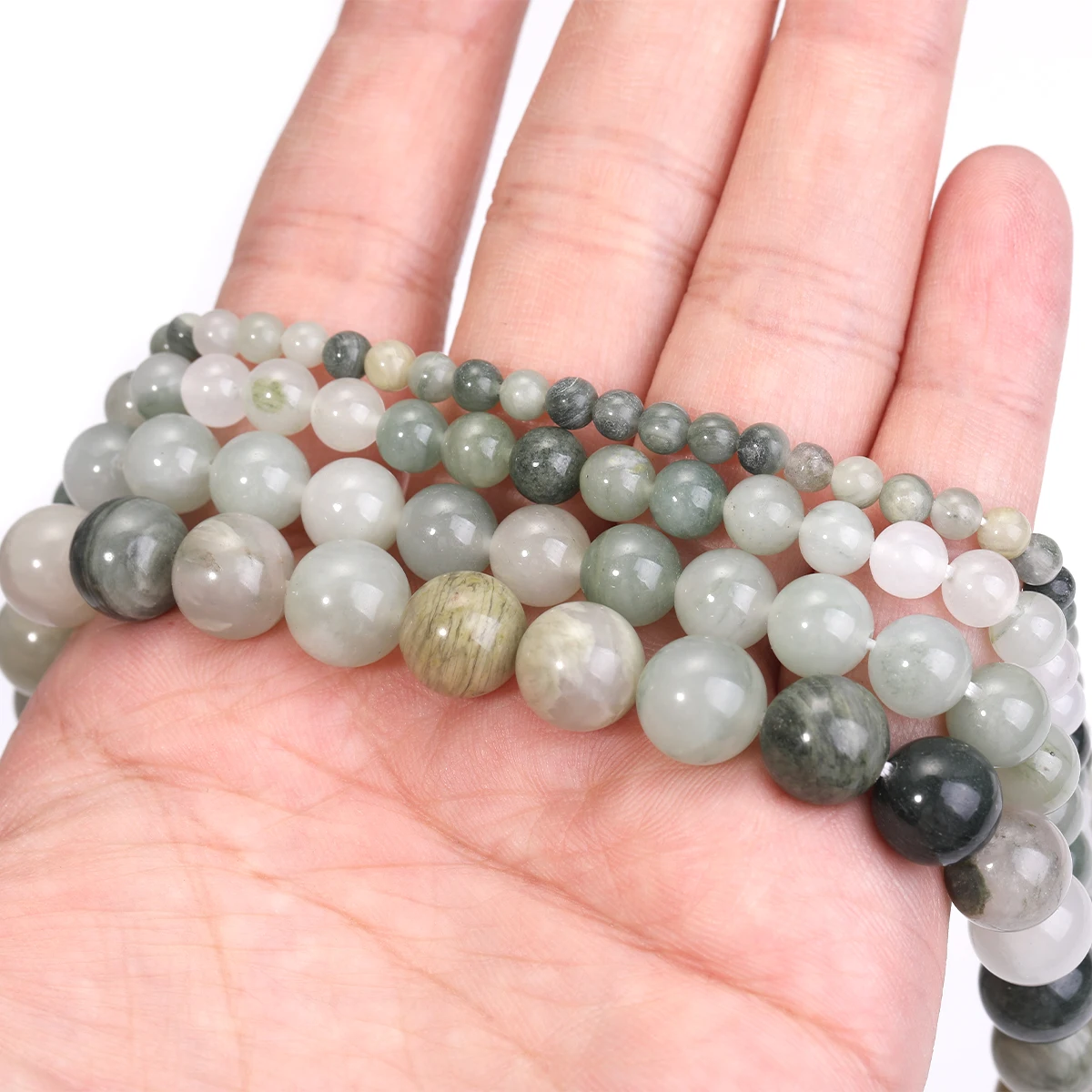 SHIJIWLS Green Grass Silk Natural Stone Beads DIY Bracelet Necklace Earrings Accessories Round 4/6/8/10mm Wholesale Dropshipping