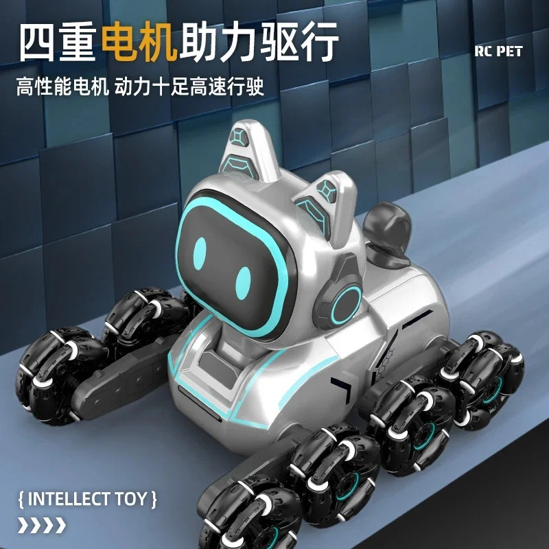 Voiture de cascade RC intelligente à 8 roues, Robot chien, avec contrôle des gestes, musique LED, télécommande, jouet pour enfants et adultes, jeu intérieur et extérieur