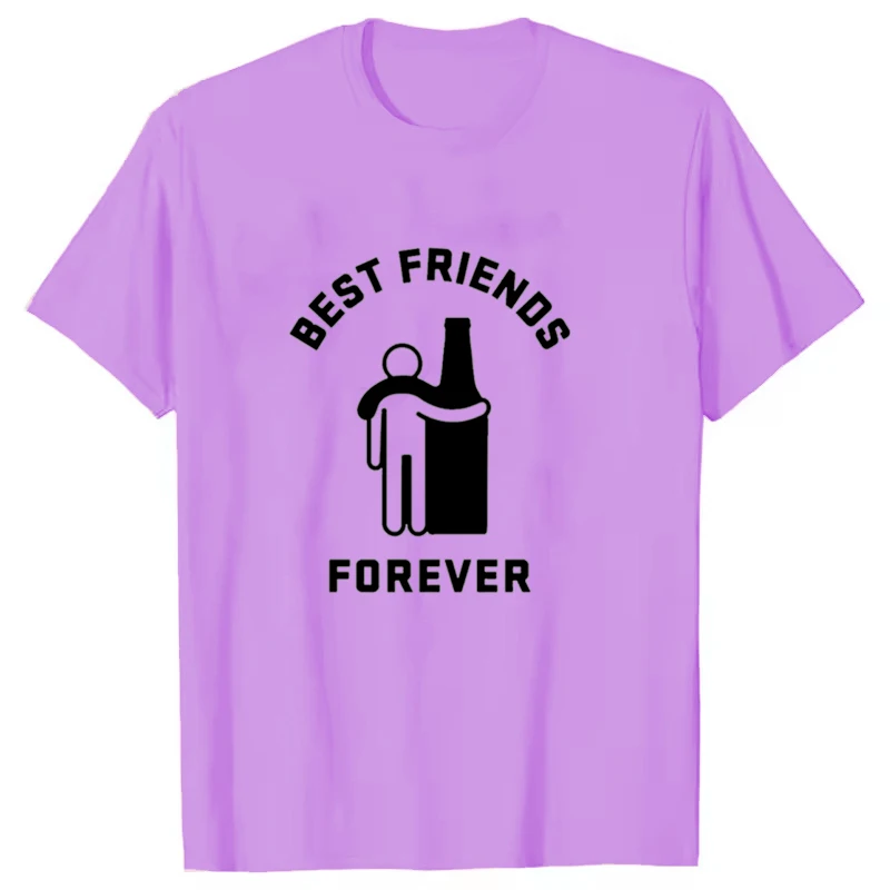 Neues Lustiges BEST FRISNDS FOREVER Aufdruck T-Shirt Kurzarm O-Ausschnitt Locker Sitzend Herren Damen Sommer Cooles T-Shirt Unisex Tee Shirt Top Shirts – Detail 4
