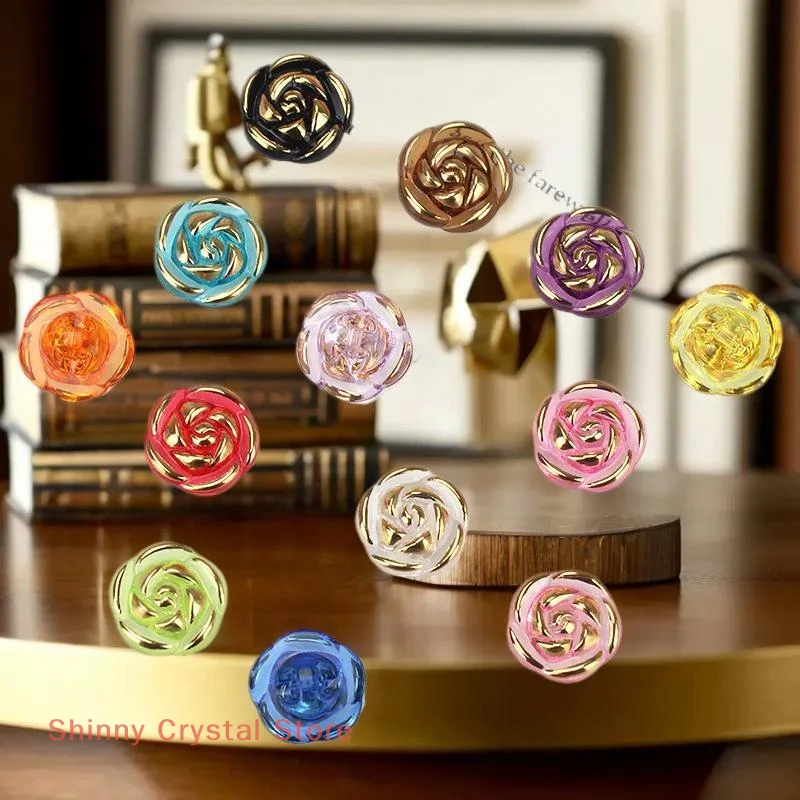 Units Rose Flower Buttons Acrylic for Sweaters, Shirts and DIY Crafts