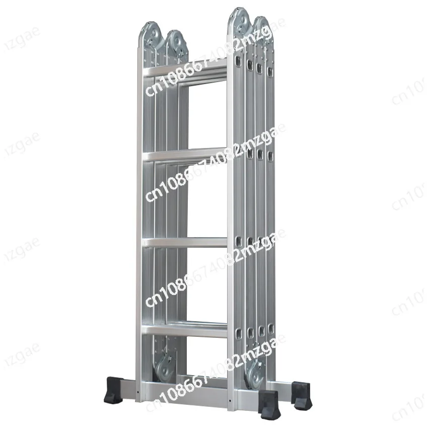 سلم مشترك متعدد الوظائف مصنوع من سبائك الألومنيوم سلم متعرج قابل للطي 4 × 3 هندسة منزلية
