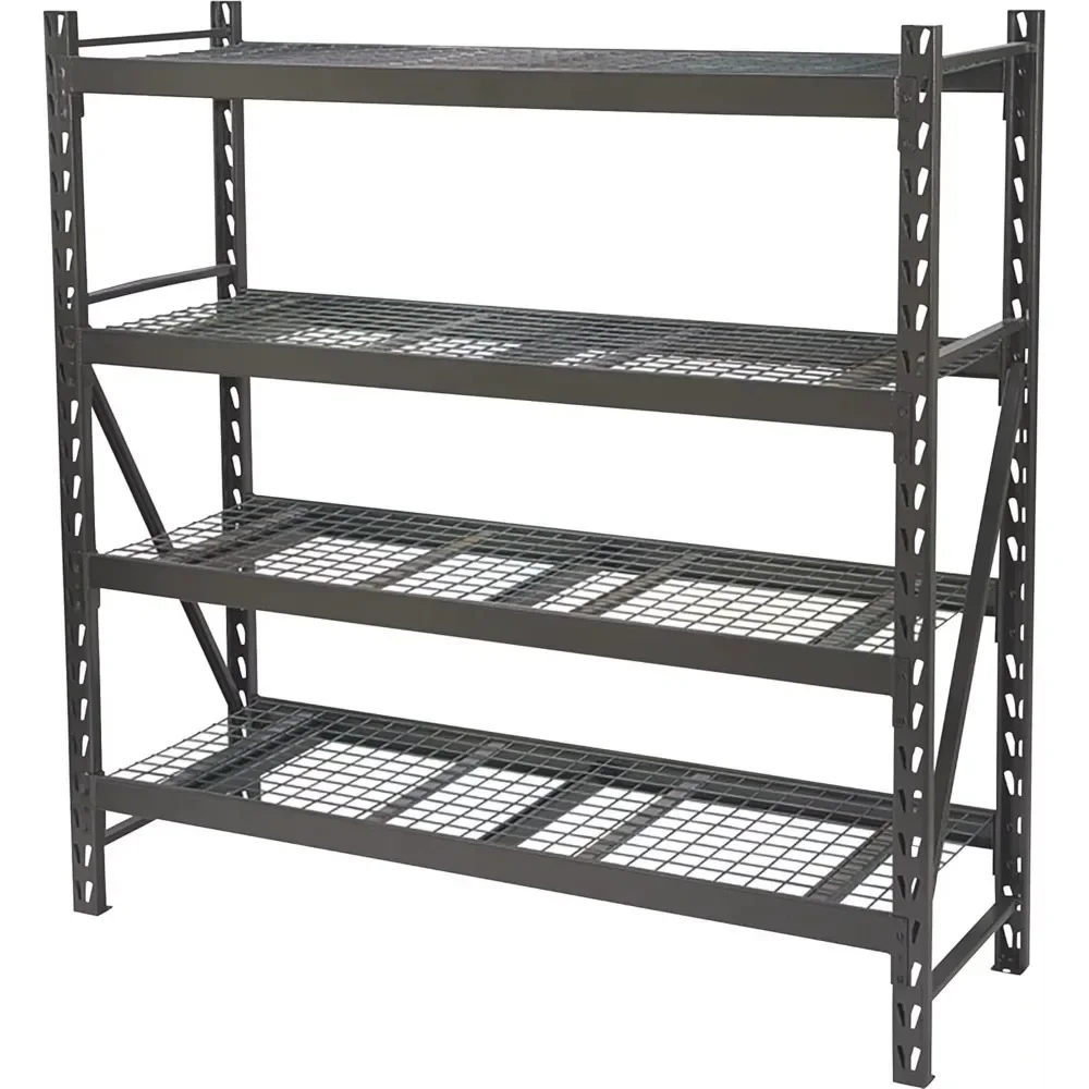 

4-Tier Industrial Shelving Rack - 77in.W x 24in.D x 72in.H, Model# 2611T002