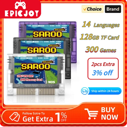 EPICJOY SEGA SATURN SAROO Emulador de unidad óptica SDLoader FlashCart 1MB/4MB RAM Tarjeta de memoria de 8MB