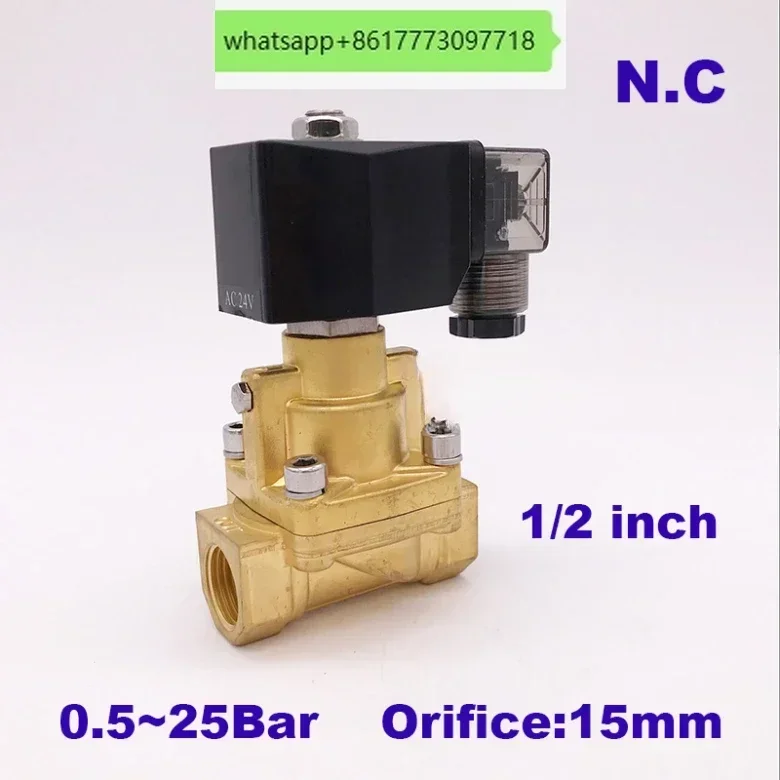 

25bar Brass high temperature 2 way water steam solenoid valve for hot water G1/2" DC12V Orifice 15mm normal close PZ-15