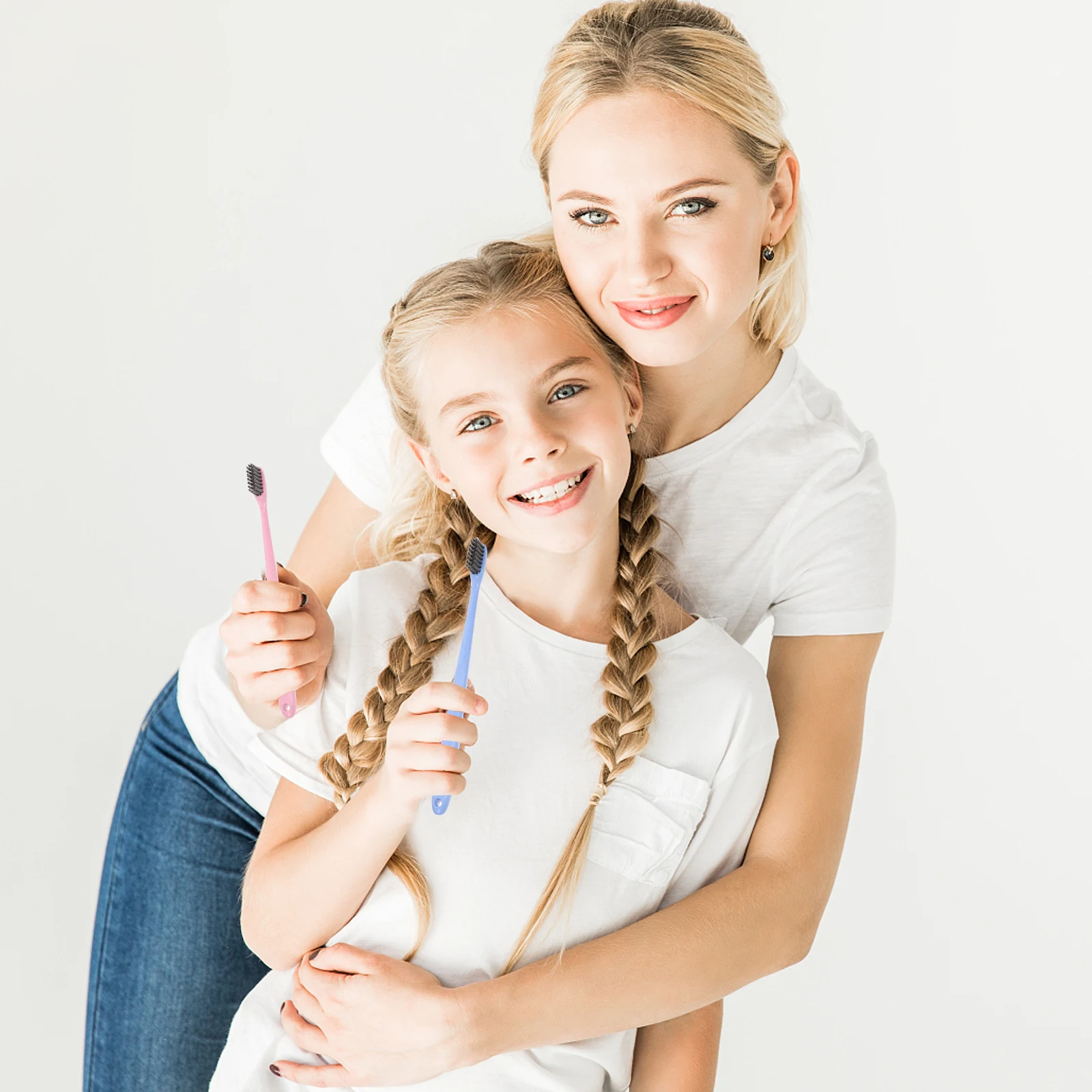 

10Pcs Oral Care Brush Wheat Straw Handle Charcoal Bristles Long Handle Adults Toothbrush Teeth Cleaning Anti-Slip