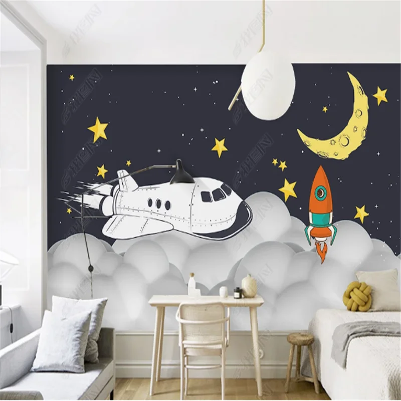 

Nordic Mural Universe Space Starry Sky Wallpaper for Kids Room Astronaut Children's Room Background Wall Paper Home Decor