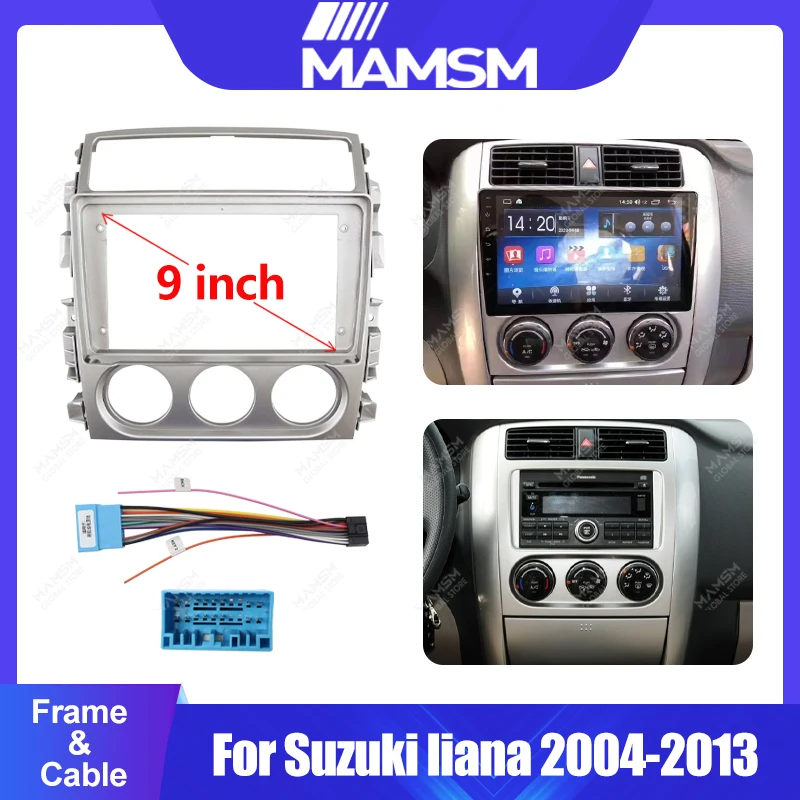 

MAMSM для Suzuki Liana 2004-2013, 9-дюймовый серебристый автомобильный радиоприемник, Android стерео аудио экран, мультимедийный видеоплеер, жгут проводов, рамка