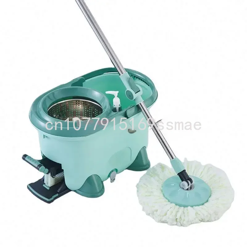 Household 360 Magic Spin of Mop and Mop Bucket with Wheels Stainless Steel Drying Basket and Microfiber Mop Easy To Clean