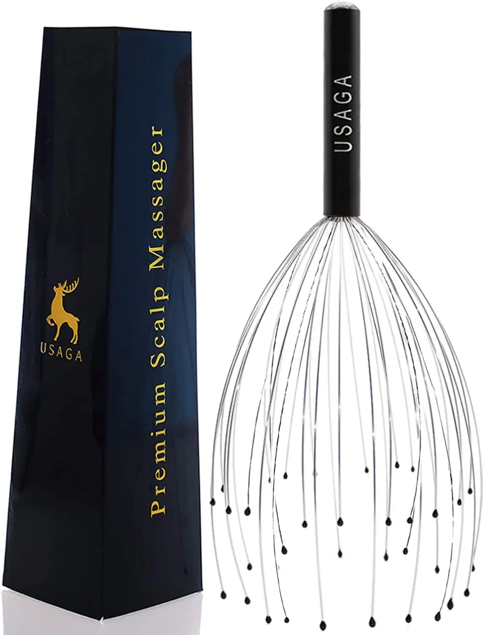 

36-Finger Scalp Massager for Stress Relief, Adjustable Head Scratcher Gift in Black