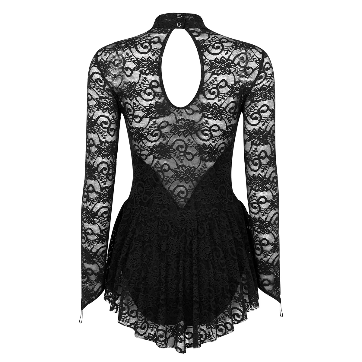 Womens Adult Floral Lace Figure Ice Skating Roller Skating Ballet Lyrical Dance Leotard Dress Gymnastics Tight Fitting Jumpsuit