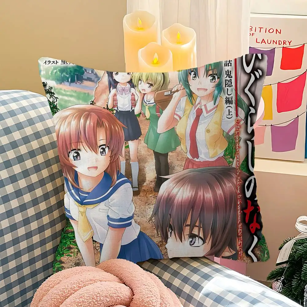 Higurashi When They Cry Cartoon Personalized Picture Text Home Decorative Pillows Household Gifts 45x45cm