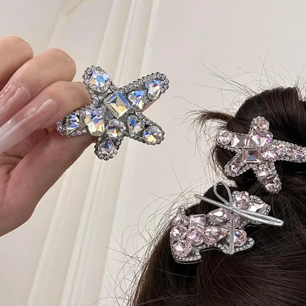 

Girl Hairpin Starfish Dog Shape Sparkling Rhinestones Hair Pin Stable Anti-Slip Design Side Bang Hair Clip Hair Accessory