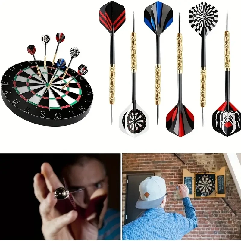 

18 Pcs/set Of 14g Iron Plated Copper Dart Needle Black Plastic Rod With 6 Kinds Of Dart Wings Entertainment Game