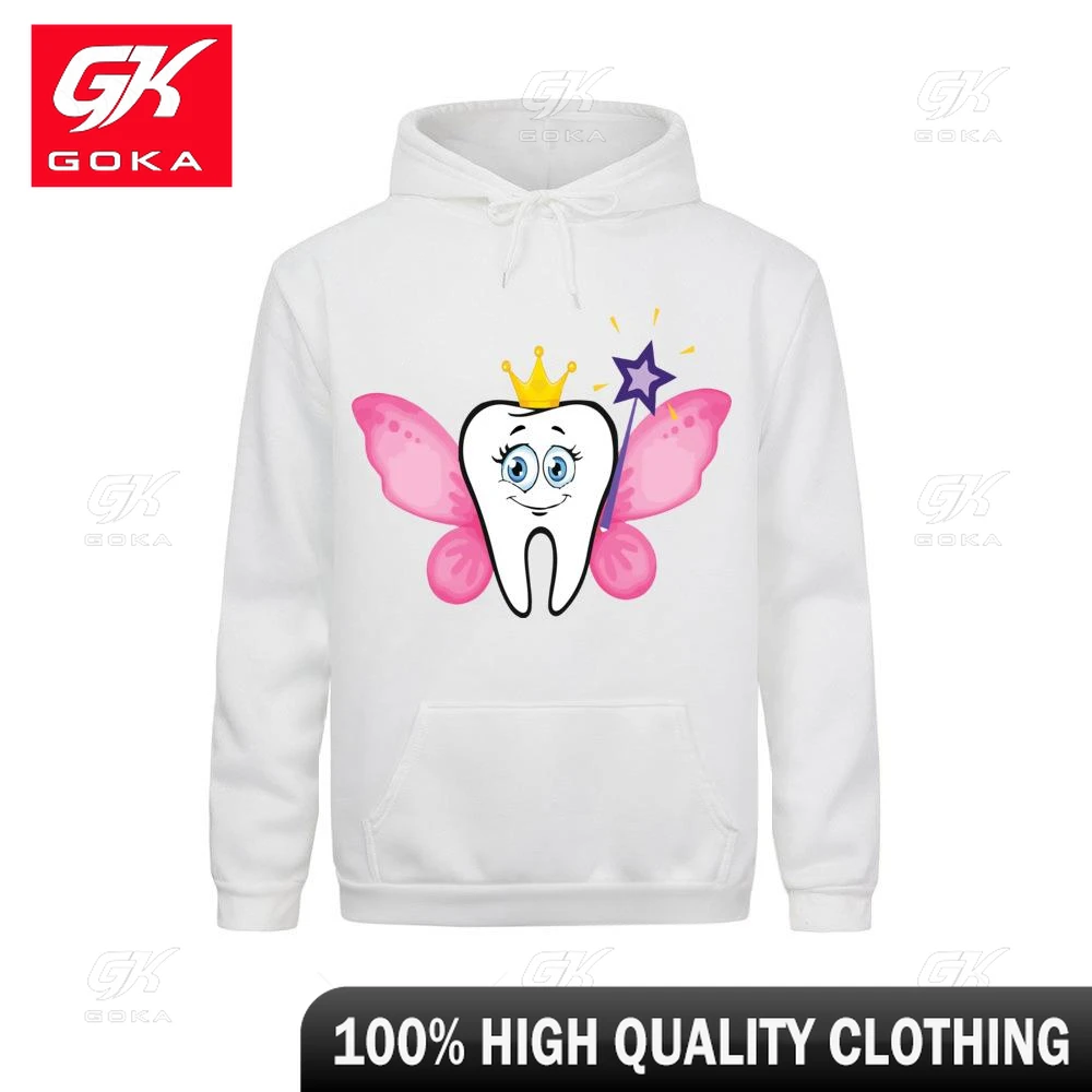 Cute Tooth Fairy Hoodies Men's Dentist Dental Dentistry Hygienist Vintage Basic Pocket Costume Clothes Adult Sweatshirts Unisex