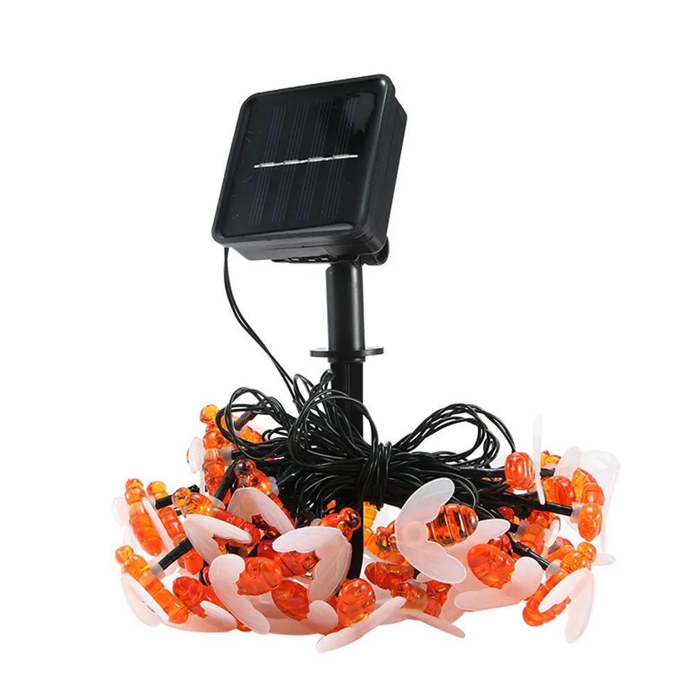 

New Solar Powered Cute Honey Bee Led String Fairy Light 5/7/12M Bee Outdoor Garden Fence Patio Christmas Garland Lights
